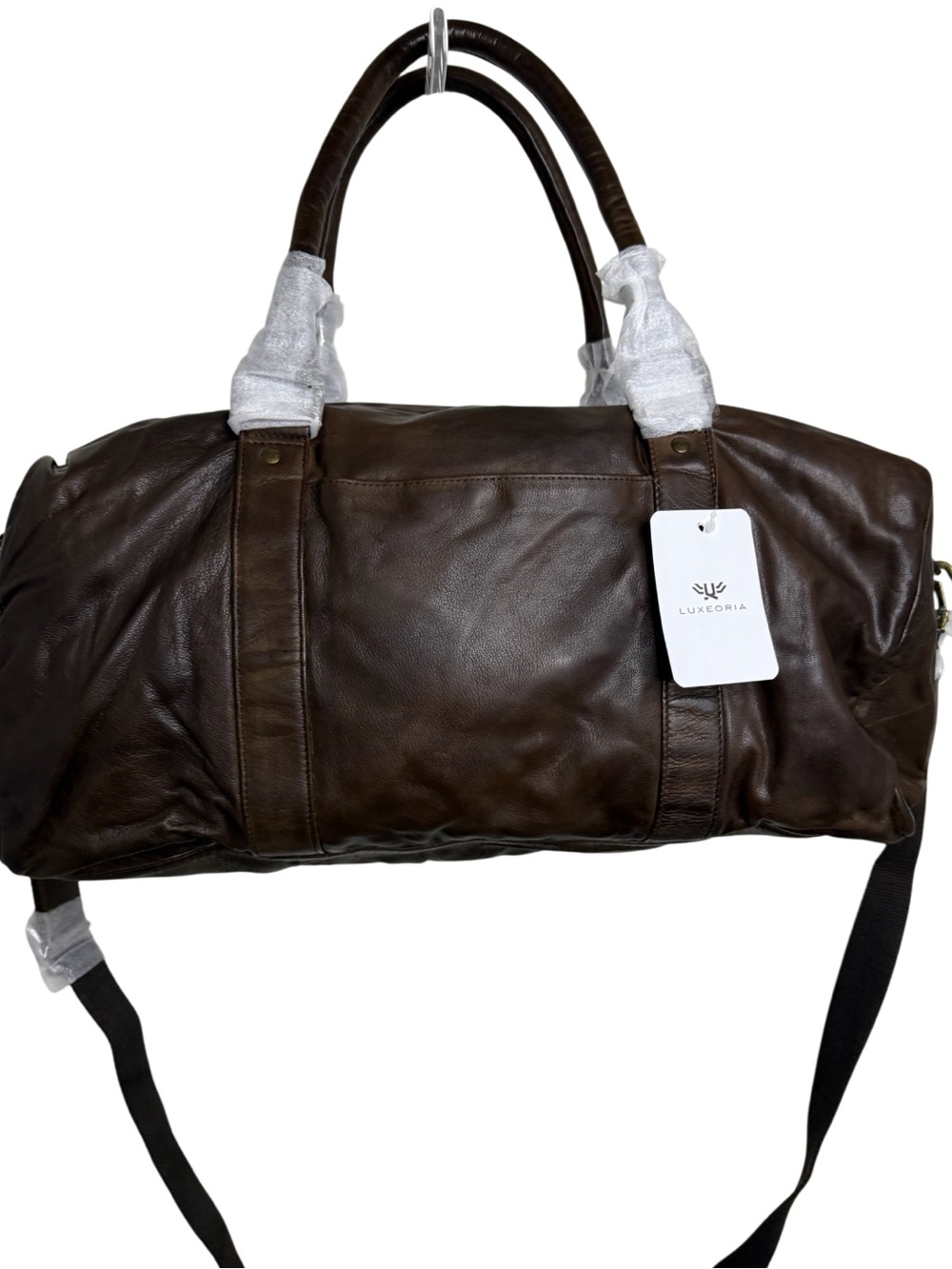 NEW/Never Used! LUXEORIA Genuine Leather Duffel Sports Bag w/Adjust. Strap